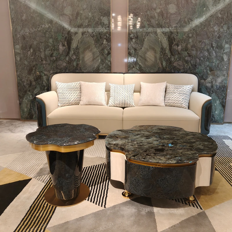 Designer Nesting Coffee Tables with Organic Curves and Layered Silhouettes